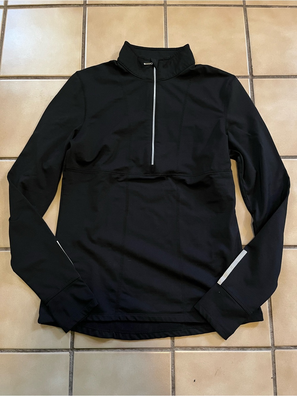 Actra Black Long-Sleeve Quarter-Zip Top with Reflective Trim